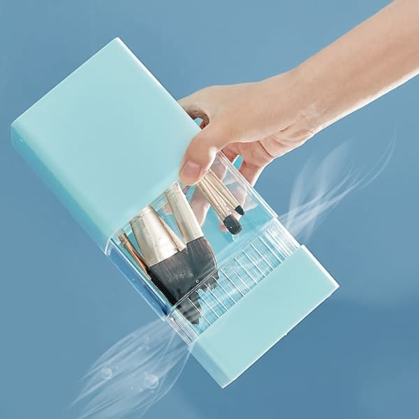 Makeupbørsteholder Kosmetisk opbevaringsboks Blå 10,8*22*8,3 cm, Blå blue