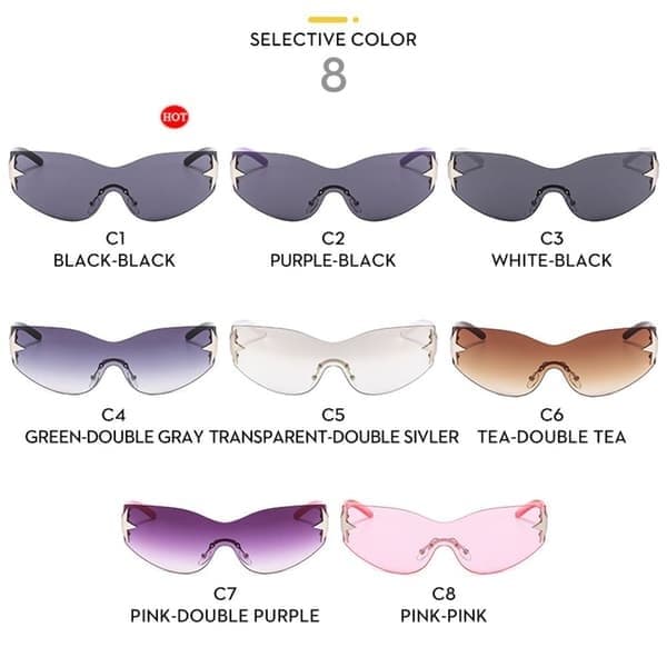 Y2K Rimless Monoglasses, Omslutande solglasögon, C12 C12