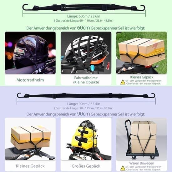 Bagagestropper til cykel, 2 stk., elastiske stropper med kroge, elastiske stropper til motorcykler/cykler, bagage-elastik