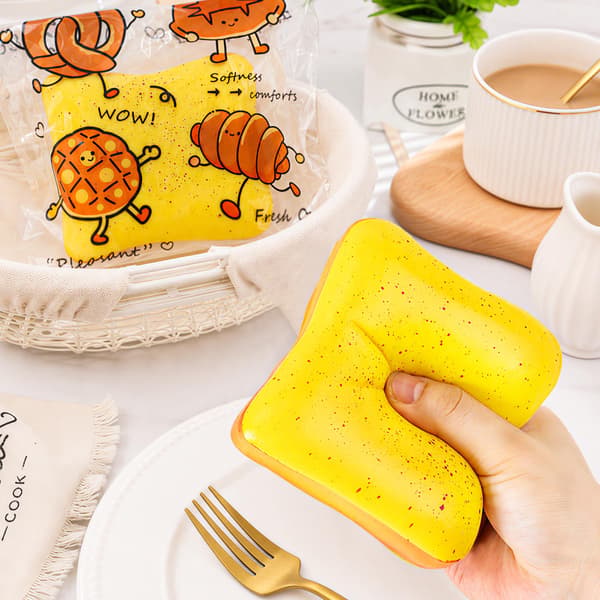 Bröd Smör Squishy Långsamt Stigande Kläm Fidget Squishies Leksaker (Gul) Bread Stick-1p-yellow