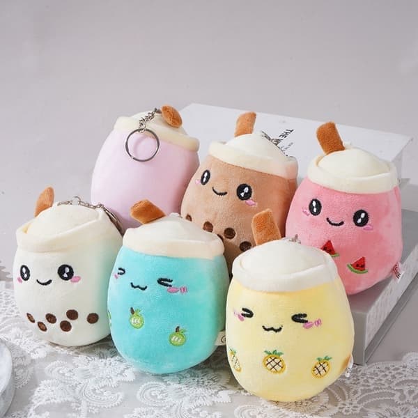 Avaimenperät, Mini 6 kpl Bubble Tea Pehmoavainperä Kawaii Bubble Tea Avaimenperät reppuihin Boba Tea Squishmallow Pehmolelut