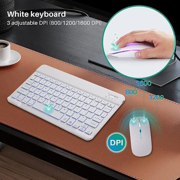 Genopladeligt trådløst Bluetooth-tastatur og musesæt