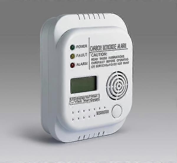Karbonmonoksiddetektor, batteridrevet, gassdetektor med display og termometer, gratis levering