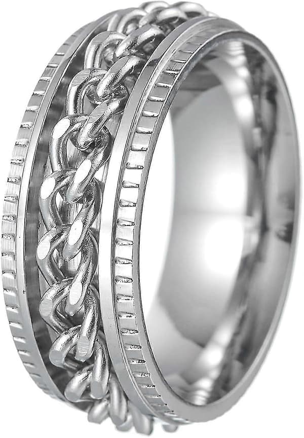 Angstringer for menn Fidget-ringer for menn kvinner Kjedesnurrringer for barn tenåringer Titanstålringer Silver Silver 12