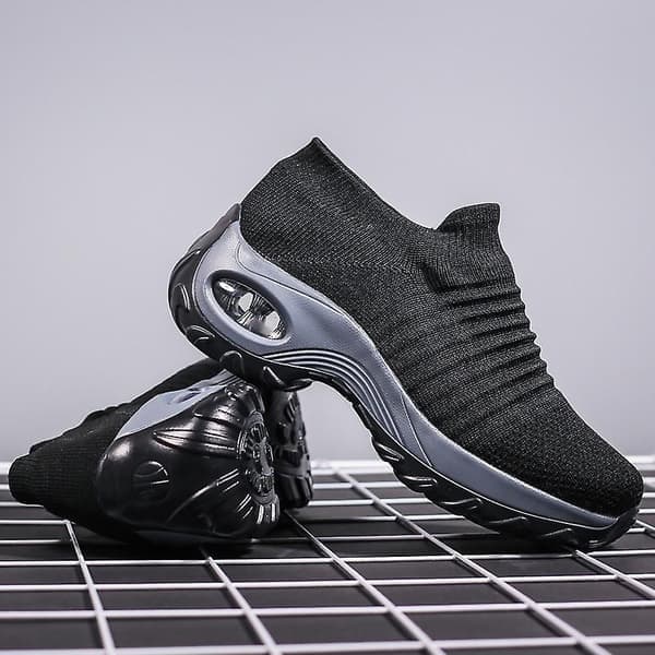 Fleksible ortopædiske sko, elegante elastiske slip-on flade sko til kvinder, overdel i mesh, åndbare sneakers, grå, størrelse 38 Gray 38