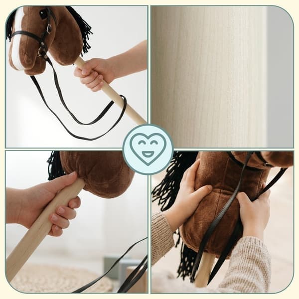 Kjepphest gyngehest for barn 68 cm Brun Mamabrum