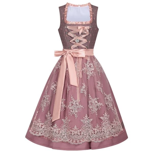 Dirndl kjole til kvinder, bayersk kostume med forklæde, S-XXL, mørkt mønster, størrelse XL Dark Pattern XL