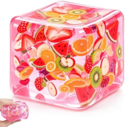 Fruktisbit Squishy Stressboll, Fruktklämisbit Squishy Leksaker, Långsamt Stigande Stresskläm Squishboll, Lindrar Ångest Sensorisk Fidget Fruit Cube