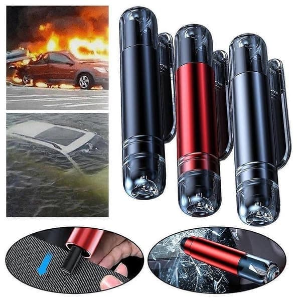 Safe Pro X Nödhammare & Bältesskärare för bil, 2-i-1 säkerhetshammare, Röd Red