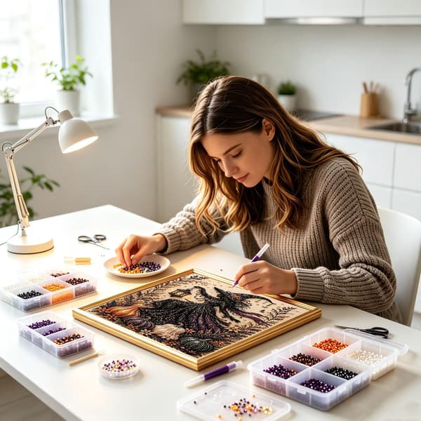Perle Diamant Kunstsæt til Voksne, Halloween Hekse Diamantmaleri Sæt DIY Kits -01