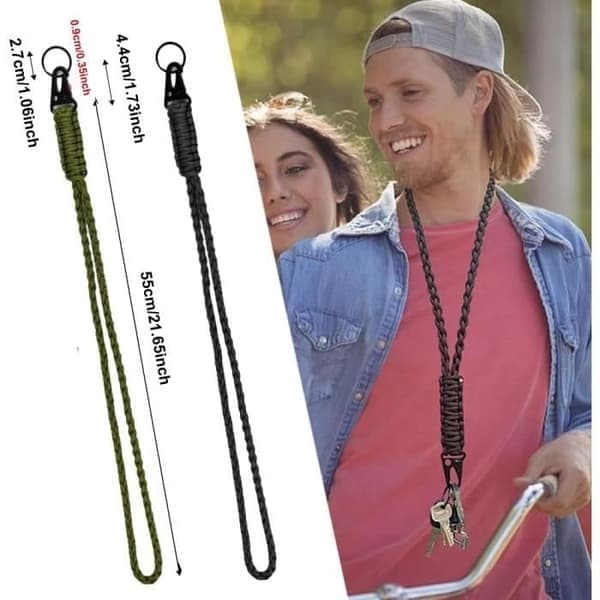 Nøglering, Ikke specificeret, 2 stk, Halsrem, Karabinhage, Holdbar Nylon