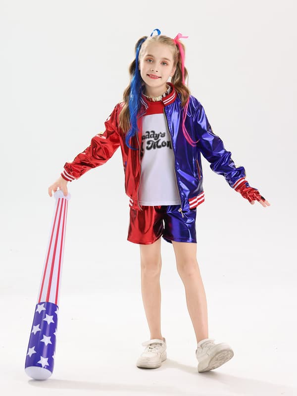 Harlekin Jester Cosplay-kostume til børn, 3-delt sæt med print - M Printed 3-Piece Set M