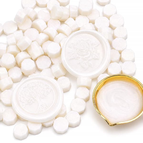 100 stk Aurora Elfenben Hvite Voksforseglingsperler, Voksperler for Forseglingsstempel 100PCS Ivory White