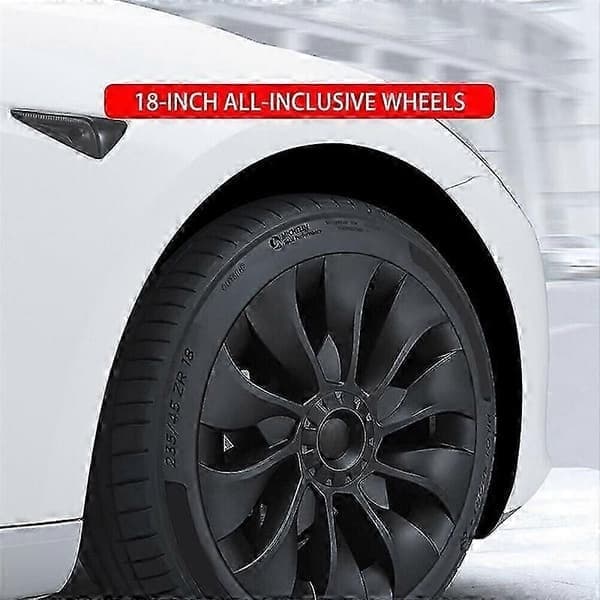 Modell 3 18 tums navkapselbyte, mattsvart navkapsel heltäckande för Tesla Model 3 (höger)