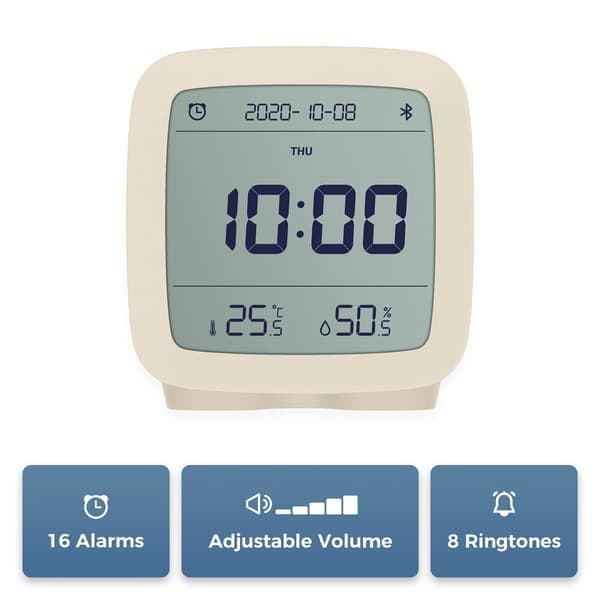 Bluetooth väckarklocka, appstyrd digital smartklocka med datum, tid, temperatur, luftfuktighet, snooze-funktion, blå blue
