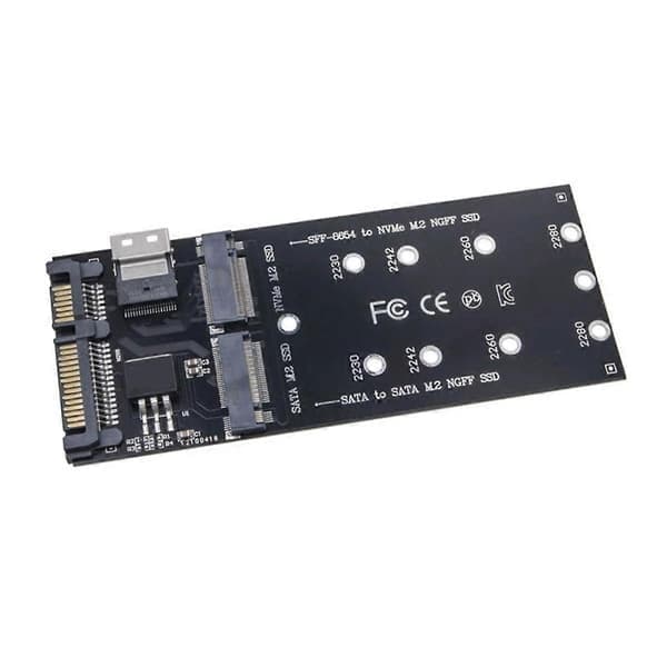 M2 SSD-adapter M.2 SATA Ngff SSD til SATA + M2 NVME SSD til SFF-8654-konverter SATA til M2 udvidelseskort