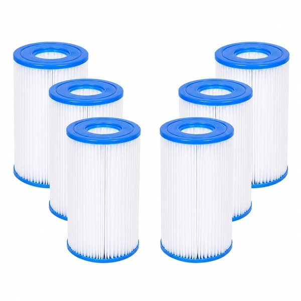 6-pak poolfilterpatroner kompatible med Bestway III FD2138 & Intex A/C udskiftningsfilter til spa og pool