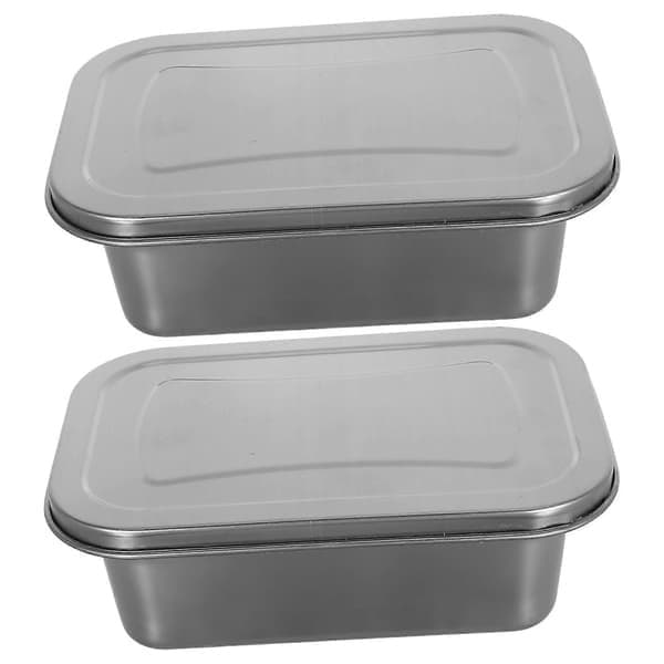 Glasbeholder til hjemmelavet is, fryseopbevaring, rektangulær form, lufttæt låg, sølv, 19,3×12,5×7 cm, 2-pak