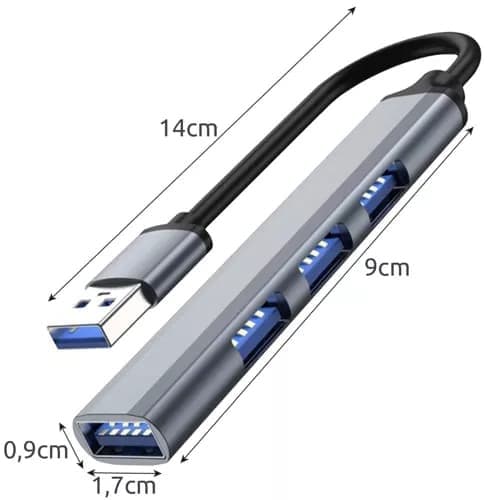 USB-hubb 4 portar, USB A till 1x USB 3.0 och 3x USB 2.0 Svart