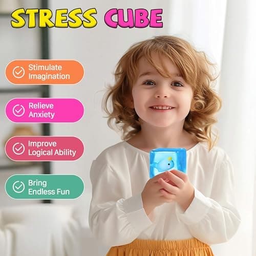 Stress Cube Fidget Legetøj Voksne - Sensorisk Legetøj til Børn med Autisme Stressbolde til Voksne Squishy Legetøj mod Angst Klemmelegetøj til Teenagere Stresscube-3set
