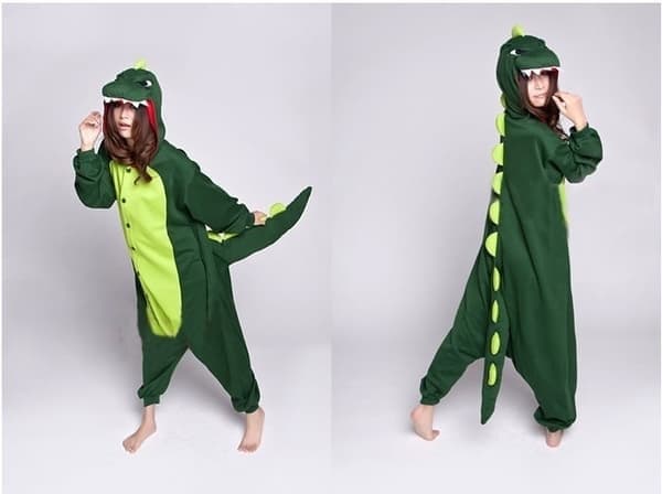 Fancy Cosplay Kostym Onesie Pyjamas Vuxen Nattkläder Dinosaurie, S S