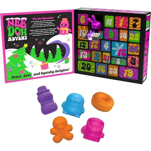 Schylling NeeDoh Squishmas Adventskalender, 24 Mini Squishies, Nedräkning till jul