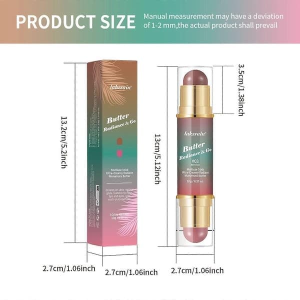Butter Glow & Go Multiuse Stick, Dubbelsidig Multiuse Makeup Bronzer Stick, Ultrakrämig Strålande Finish Formula, Sunkissed Rose Sunkissed Rose