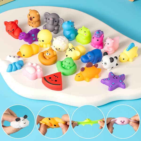 120-pack Mochi Squishy Leksaker för barn, Kawaii Djur Stressavlastande Leksaker, Mini Sensoriska Leksaker för Klassrumspriser, Partyfavörer, Godispåse 120
