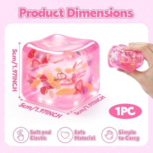 Fruktisbit Squishy Stressboll, Fruktklämisbit Squishy Leksaker, Långsamt Stigande Stresskläm Squishboll, Lindrar Ångest Sensorisk Fidget Fruit Cube