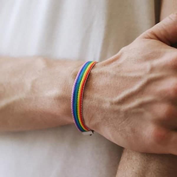 Regnbuearmbånd sæt 6 stk., LGBT Pride armbånd til mænd drenge farverige elastiske armbånd