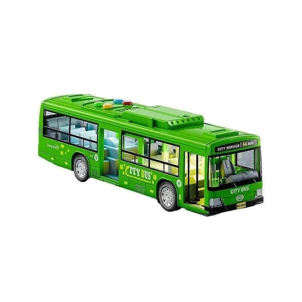 Simulations-buslegetøj til børn, stor døråbning, lys og lyd, bybusmodel, legetøjsbus til drenge, grøn Green