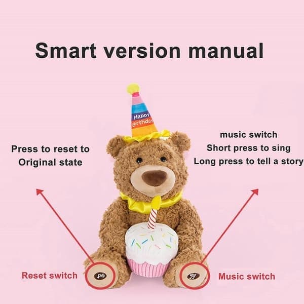 Huggable Singing Teddy Bear Happy Birthday USB-latauspehmolelu, 2023-malli