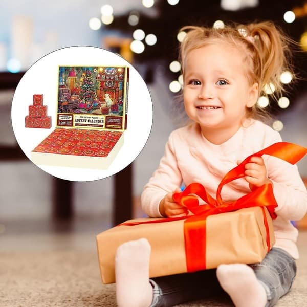Julepuslespill adventskalender 2024, 1008 brikker puslespill blindboks 24 dager julekalender-B