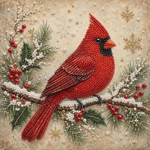 C'eitura Perlemalingssett Kardinalfugl 7.87 * 7.87in Innrammet DIY Kunst Cardinal