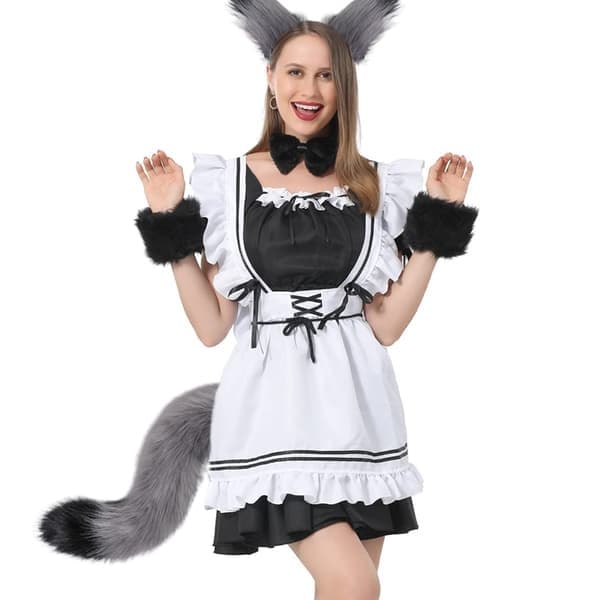 Fuskepels Katt Rev Ulv Fluffy Hale og Ører Z