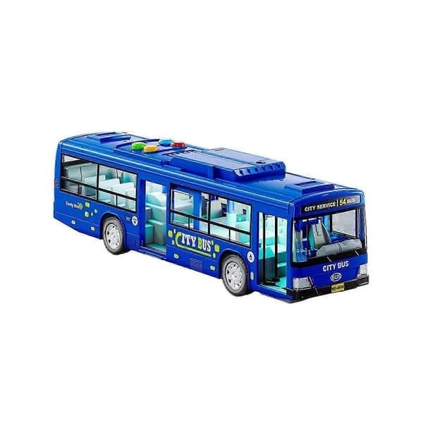 Simuleret bustøj til børn, stor døråbning, lys og lyd, bybusmodel, legetøjsbus til drenge FLYE242365, Blå Blue
