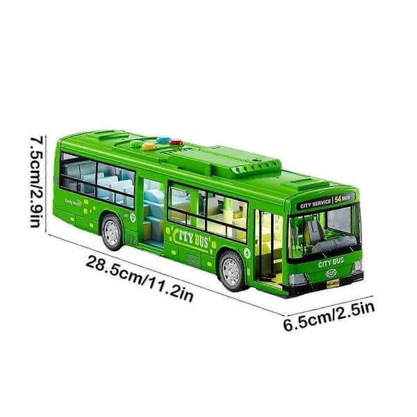 Simulations-buslegetøj til børn, stor døråbning, lys og lyd, bybusmodel, legetøjsbus til drenge, grøn Green