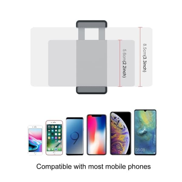 Smartphone-fikseringsklemme 1/4 tomme holderbeslag + greb foldbart stativsæt til DJI OSMO Pocket / Pocket 2