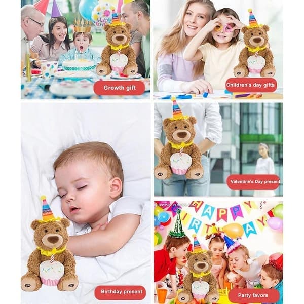 Huggable Singing Teddy Bear Happy Birthday USB-latauspehmolelu, 2023-malli