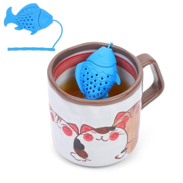 Søt silikon te-infuser, matkvalitet, fiskeformet design, morsom te-sil