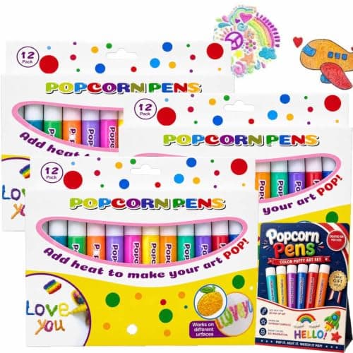 3D Boblepen Puffy Maling Popcorn Penne Sæt, Popcorn Tegnepenne, 36 STK 36 PC