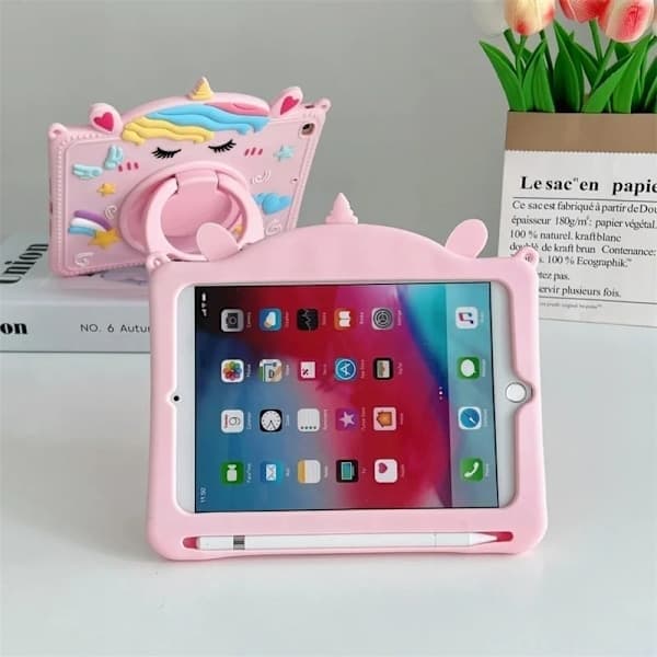 Barnställfodral för Samsung Galaxy Tab S6 A7 Lite A8 A9 Plus 8.7 11 tum Tecknad Enhörning Silikon JMDJS-NoSP