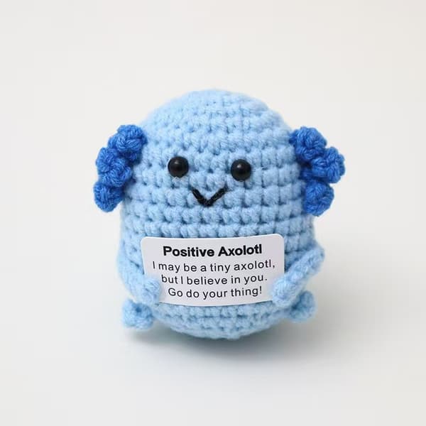 Virkad Positive Vibes dockberlock - Blå axolotl Blue Axolotl