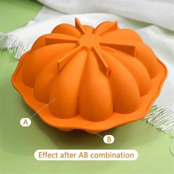 7-tommers gresskarformet mousseform 3D kakeform silikonform bakeform, for baking av kakebrownies