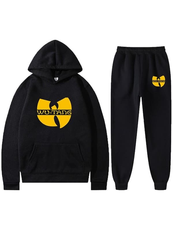 Hættetrøjer Langærmet Hætte Sweatshirt Top Buksesæt V, Sort, Sæt M Black Sets M