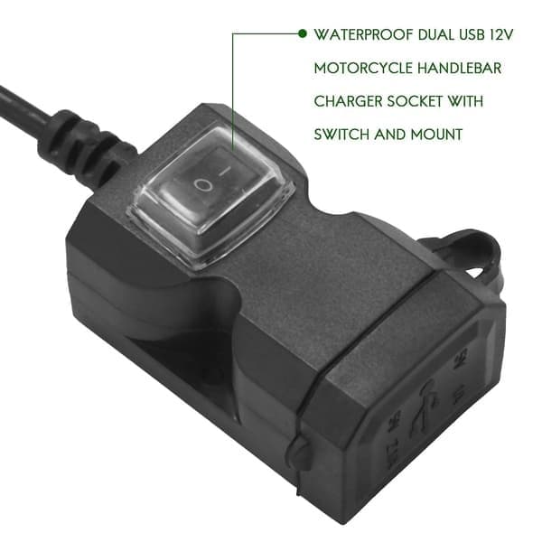 12V Vanntett Motorsykkel Dobbel USB Lader Uttak Adapter