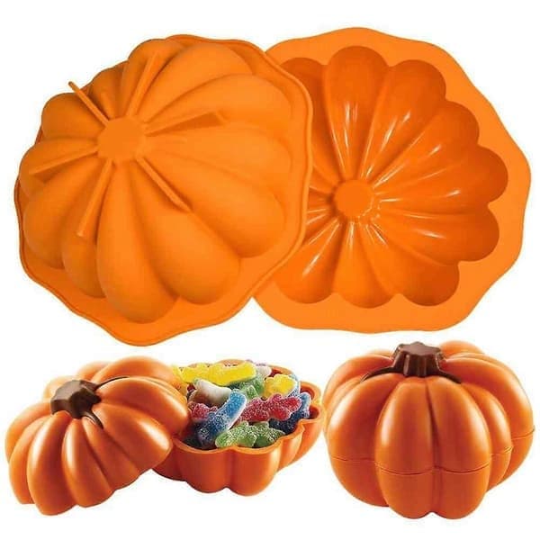 7-tommers gresskarformet mousseform 3D kakeform silikonform bakeform, for baking av kakebrownies