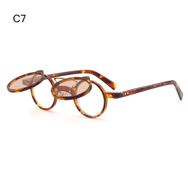 Vintage Steampunk Flip-Up Solglasögon Dubbellagers Uppfällbara Linser Punkglasögon UV400, C7 C7