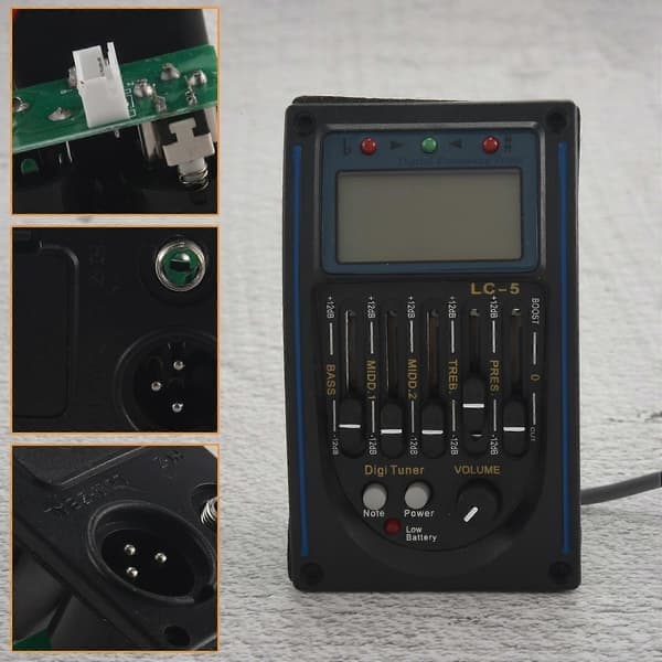 5-bånds EQ Equalizer Pickup, Akustisk Gitar Forforsterker med LCD Tuner og Volumkontroll LC