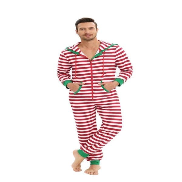 Julepyjamas til voksne, heldragt, pyjamas til kvinder, pyjamassæt til mænd, rød, størrelse S